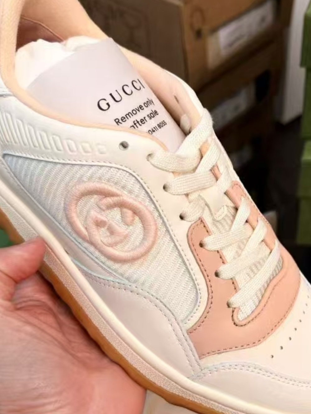 Gucci Women's White and Blush Low-Top Sneaker